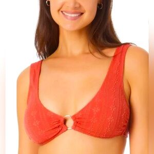 California Waves Junior's Jacquard Bralette Bikini Top Swimsuit Orange